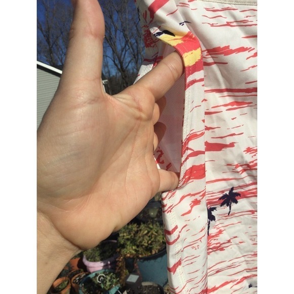 Johnnie-o Mens swim trunks size large drawstring swimming white orange palm tree - Picture 4 of 13